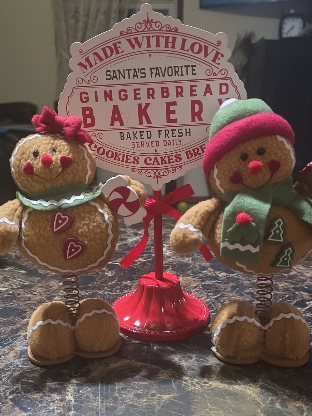 Springy Gingerbread Couple from Hobby Lobby & Bakery Sign